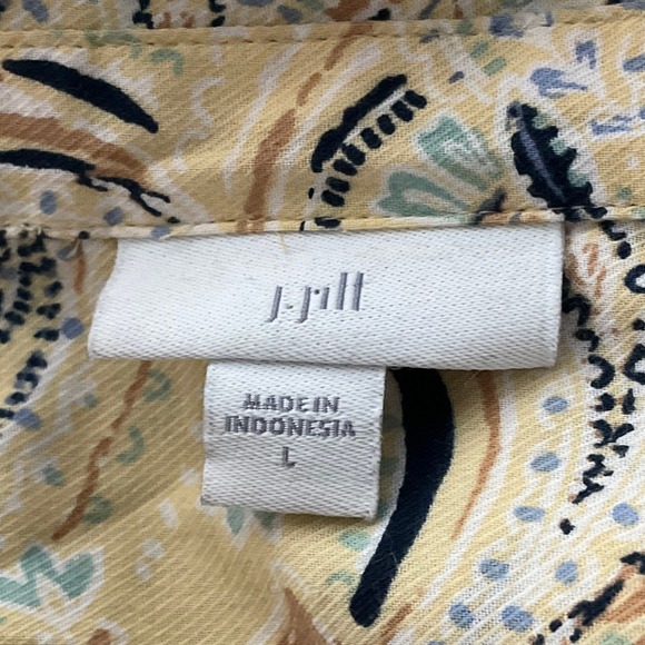 J.Jill Top Womens Sz L Paisley Print Button-Up Long Sleeve Collar Shirt Beige‎ - Picture 3 of 10